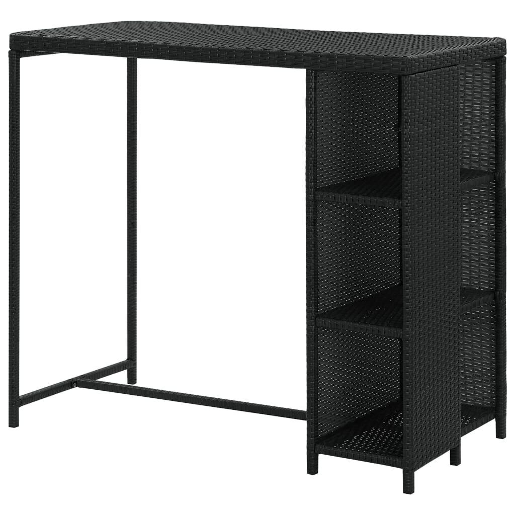 vidaXL Τραπέζι Μπαρ με Ράφια Μαύρο 120x60x110 εκ. από Συνθετικό Ρατάν