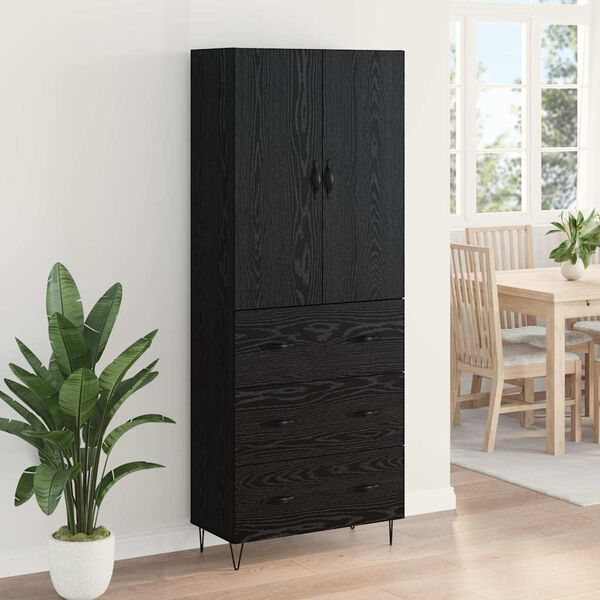 vidaXL Highboard &mu;&epsilon; &sigma;&upsilon;&rho;&tau;ά&rho;&iota; 2 pcs &Mu;&alpha;ύ&rho;&eta; &Omicron;&xi;&upsilon;ά &Mu;&eta;&chi;&alpha;&nu;&iota;&kappa;ή &xi;&upsilon;&lambda;&epsilon;ί&alpha; &kappa;&alpha;&iota; &gamma;&upsilon;&alpha;&lambda;ί