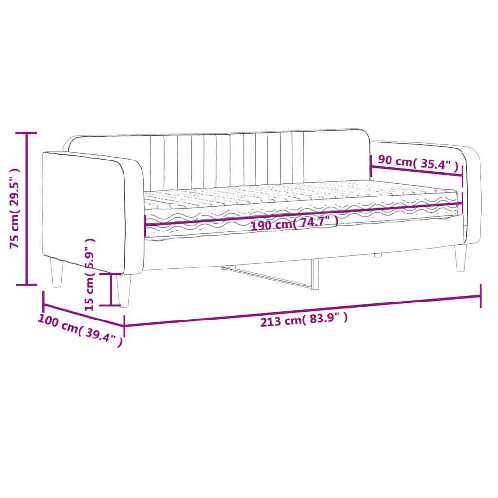 vidaXL Καναπές Κρεβάτι με Στρώμα Ανοιχτό Γκρι 90x190 εκ. Βελούδινος