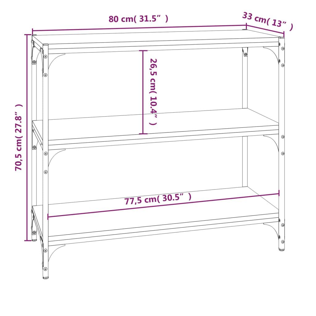 vidaXL Βιβλιοθήκη Γκρι Sonoma 80 x 33 x 70,5 εκ. Επεξ. Ξύλο & Ατσάλι