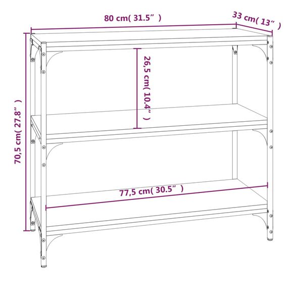 vidaXL Βιβλιοθήκη Γκρι Sonoma 80 x 33 x 70,5 εκ. Επεξ. Ξύλο & Ατσάλι