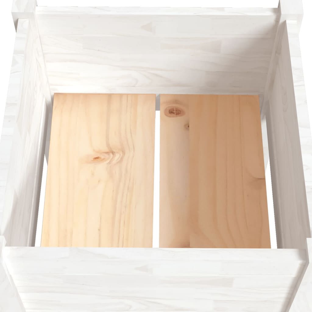 vidaXL Ζαρντινιέρα Λευκή 40 x 40 x 70 εκ. από Μασίφ Ξύλο Πεύκου