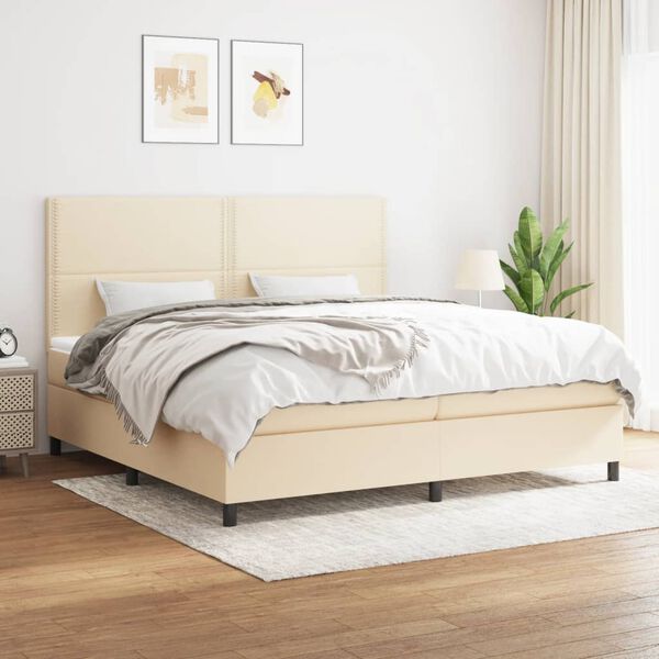 vidaXL &Kappa;&rho;&epsilon;&beta;ά&tau;&iota; Boxspring &mu;&epsilon; &Sigma;&tau;&rho;ώ&mu;&alpha; &Kappa;&rho;&epsilon;&mu; 200x200 &epsilon;&kappa;. &Upsilon;&phi;&alpha;&sigma;&mu;ά&tau;&iota;&nu;&omicron;