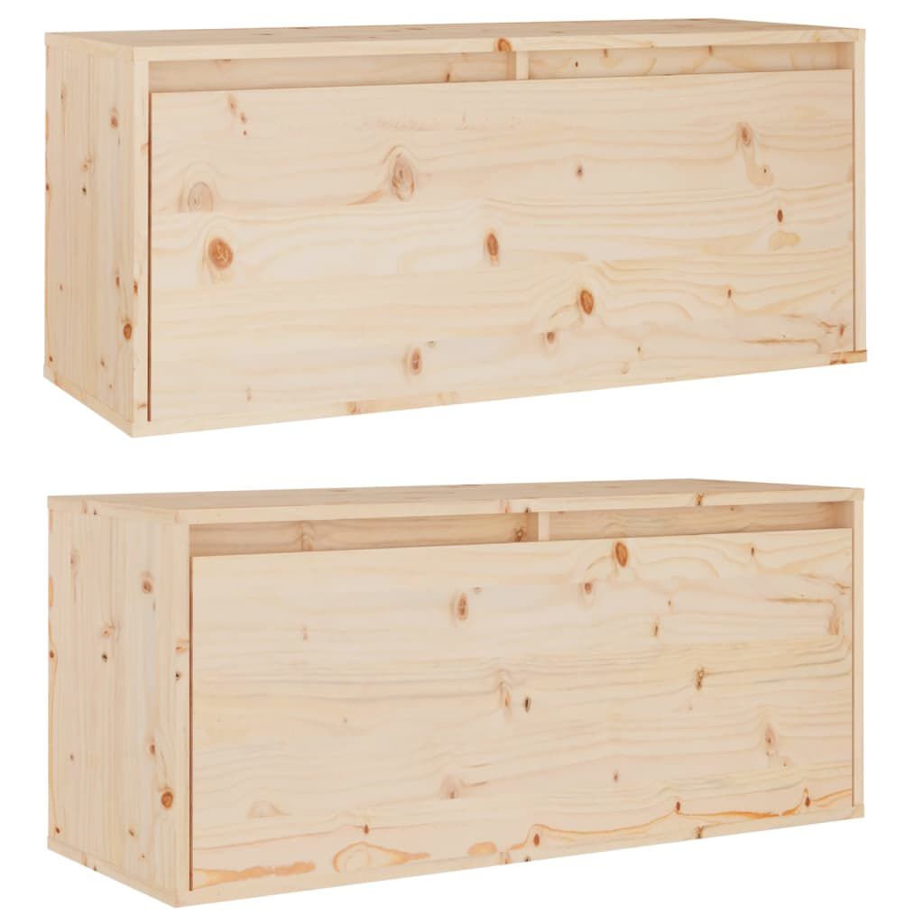 vidaXL Ντουλάπια Τοίχου 2 τεμ. 80 x 30 x 35 εκ. από Μασίφ Ξύλο Πεύκου