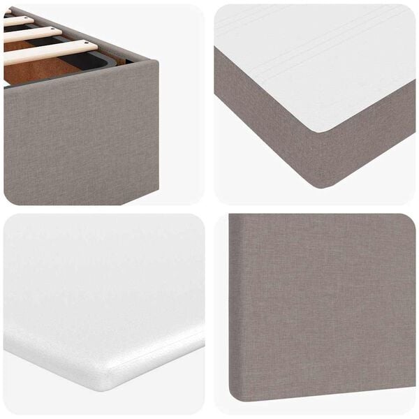 vidaXL Οθωμανικό κρεβάτι με στρώμα & LEDs Taupe 140x200 cm Ύφασμα
