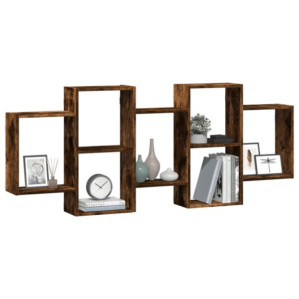 vidaXL Ραφιέρα Τοίχου Καπνιστή Δρυς 159x18x65 εκ. Επεξεργασμένο Ξύλο