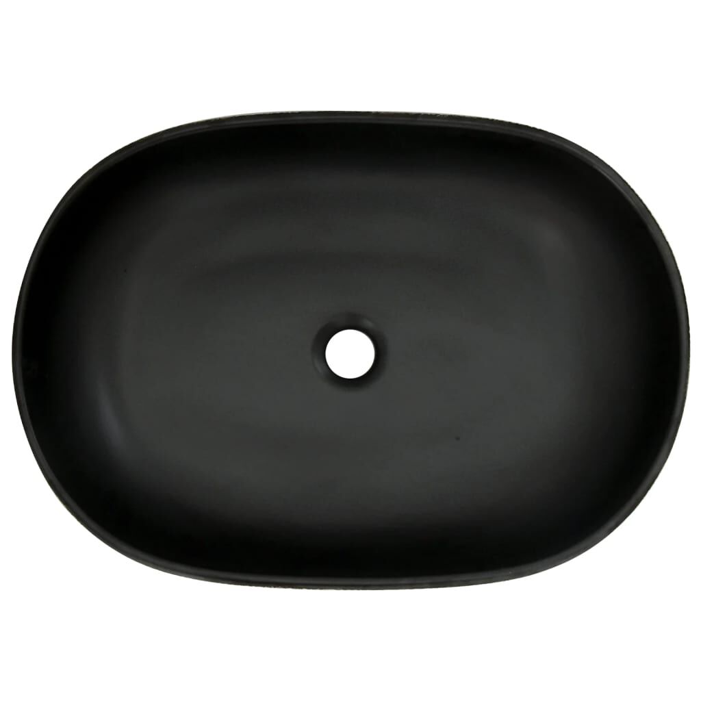 vidaXL Νιπτήρας Οβάλ Μαύρος και Μπλε 59 x 40 x 14 εκ. Κεραμικός