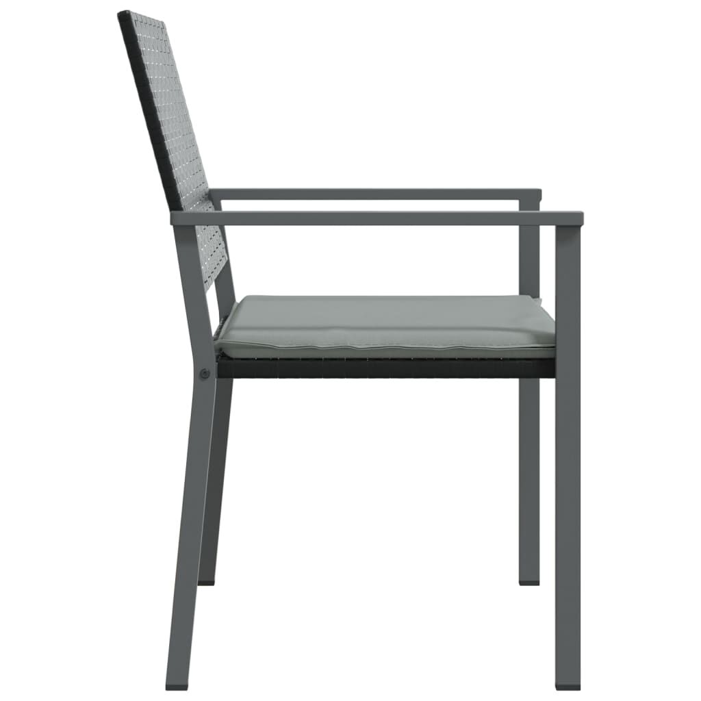 vidaXL Καρέκλες Κήπου 4 τεμ. Μαύρο 54x62,5x89 εκ Συνθ. Ρατάν&Μαξιλάρια