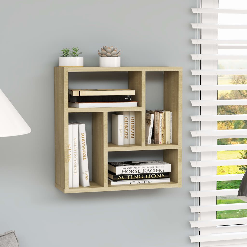 vidaXL Ραφιέρα Τοίχου Sonoma Δρυς 45,1 x 16 x 45,1 εκ. από Επεξ. Ξύλο