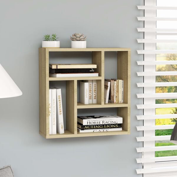 vidaXL Ραφιέρα Τοίχου Sonoma Δρυς 45,1 x 16 x 45,1 εκ. από Επεξ. Ξύλο