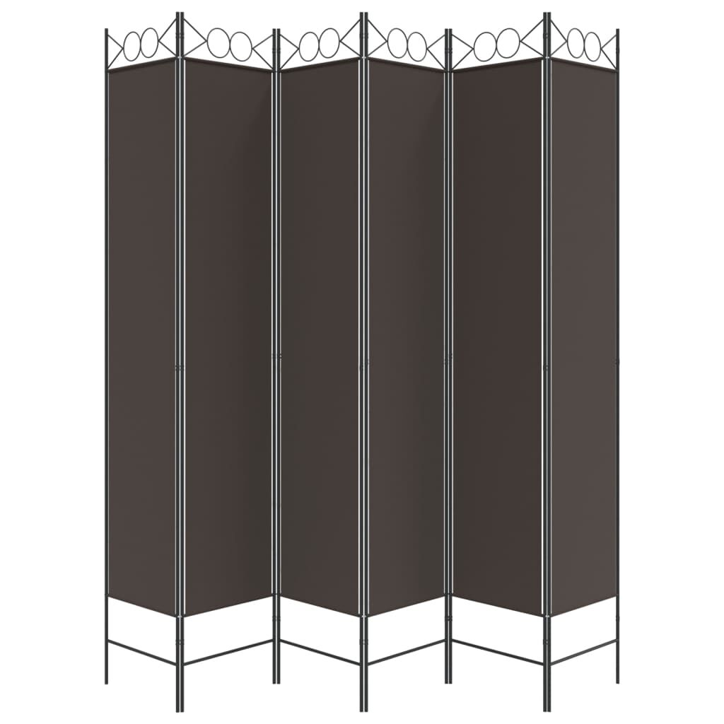 vidaXL Διαχωριστικό Δωματίου με 6 Πάνελ Καφέ 240x220 εκ. από Ύφασμα