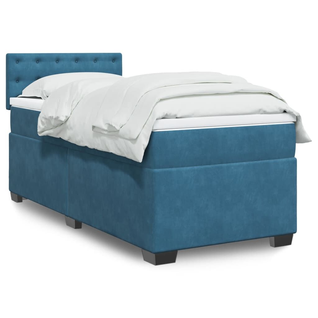 vidaXL Κρεβάτι Boxspring με Στρώμα Σκούρο Μπλε 80 x 200 εκ. Βελούδινο