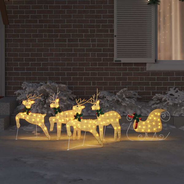 vidaXL LED Ρούντερ 5 pcs Χρυσό ύφασμα