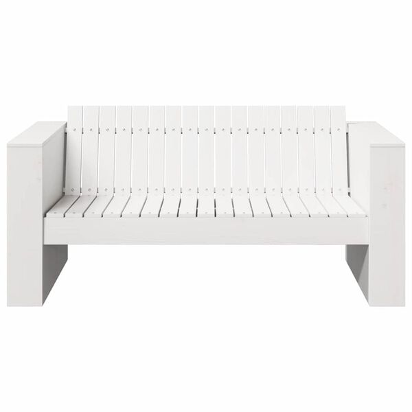 vidaXL Καναπές Κήπου Λευκό 134 x 60 x 62 cm Μασίφ ξύλο πεύκου