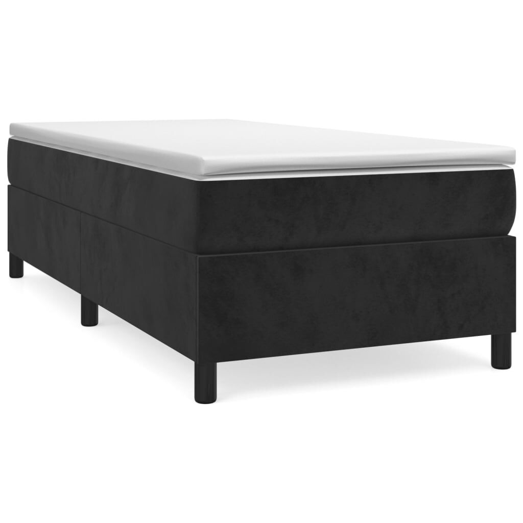 vidaXL Κρεβάτι Boxspring με Στρώμα Μαύρο 90x200 εκ. Βελούδινο