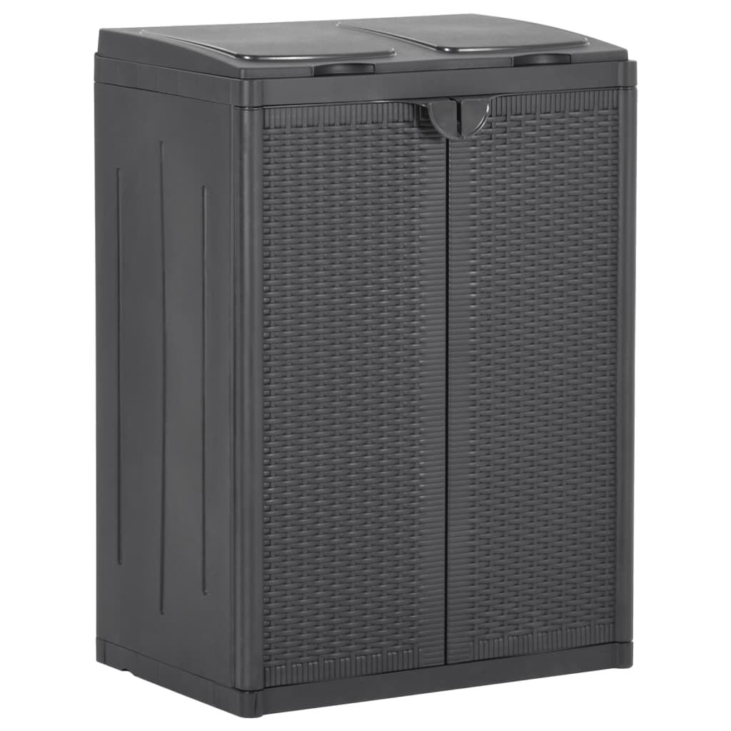 vidaXL Κάδος Απορριμμάτων με 2 Πόρτες Μαύρος 65 x 45 x 88 εκ. PP