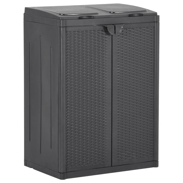vidaXL Κάδος Απορριμμάτων με 2 Πόρτες Μαύρος 65 x 45 x 88 εκ. PP