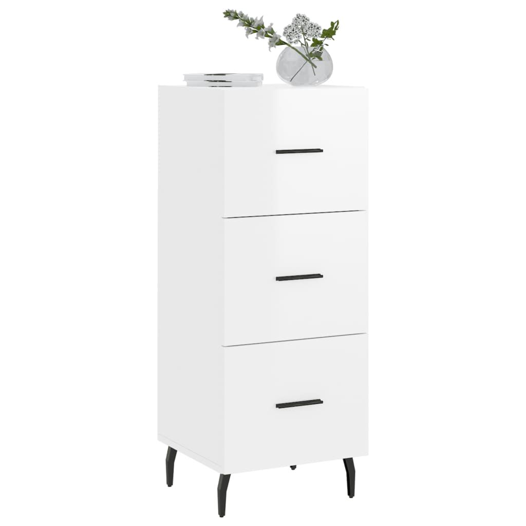 vidaXL Ντουλάπι Γυαλιστερό Λευκό 34,5x34x90 εκ. Επεξεργασμένο Ξύλο