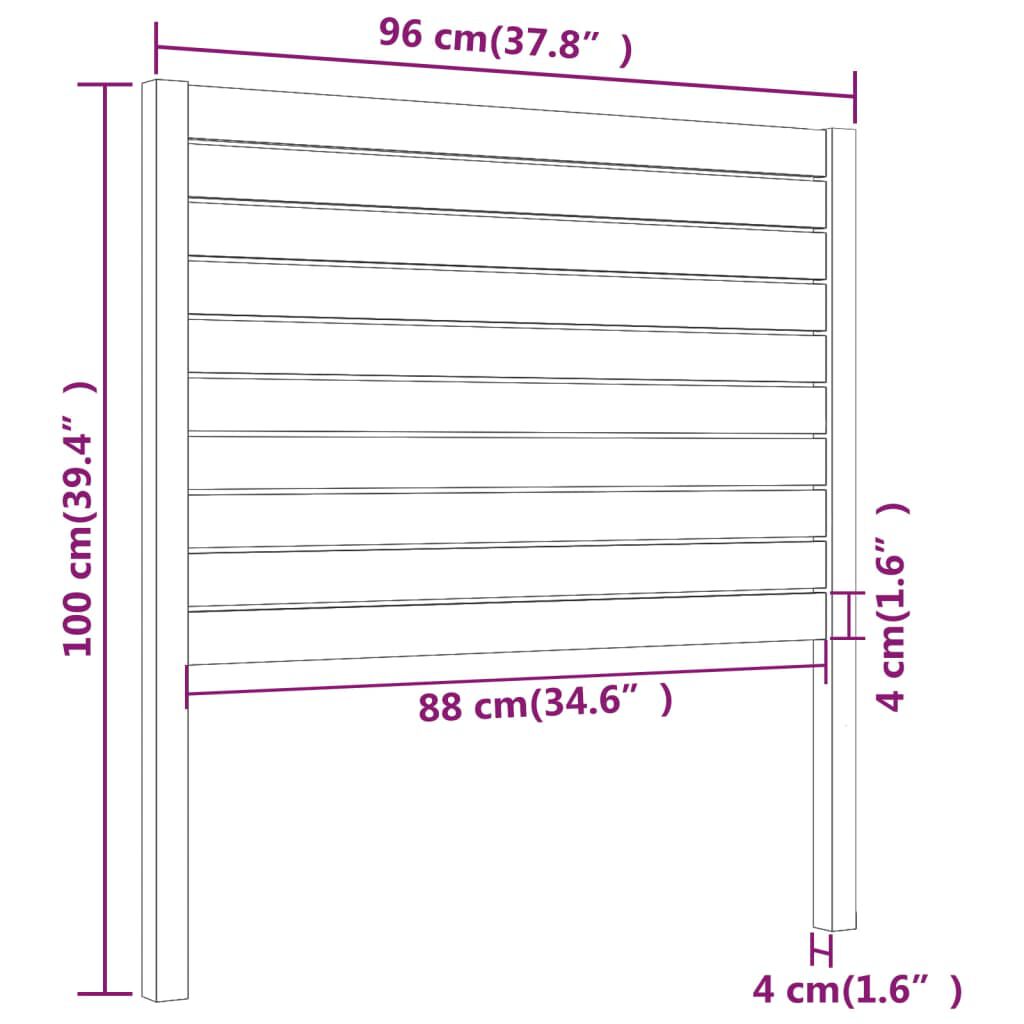 vidaXL Κεφαλάρι Κρεβατιού Μαύρο 96 x 4 x 100 εκ. από Μασίφ Ξύλο Πεύκου