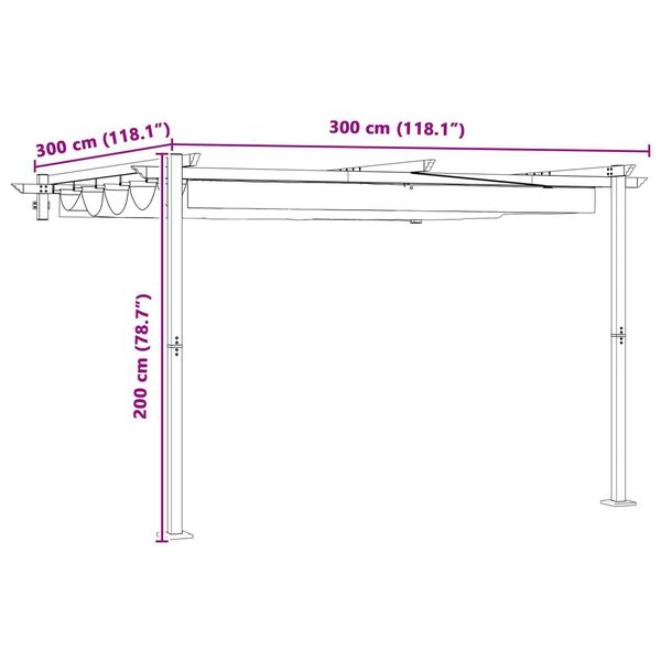 vidaXL Γκαζέμπο τοποθετημένο στον τοίχο Κρεμ 3 x 3 m Ατσάλι