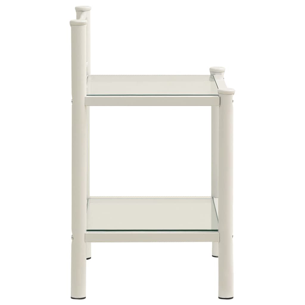 vidaXL Κομοδίνο Λευκό και Διαφανές 45x34,5x60,5εκ. από Μέταλλο & Γυαλί