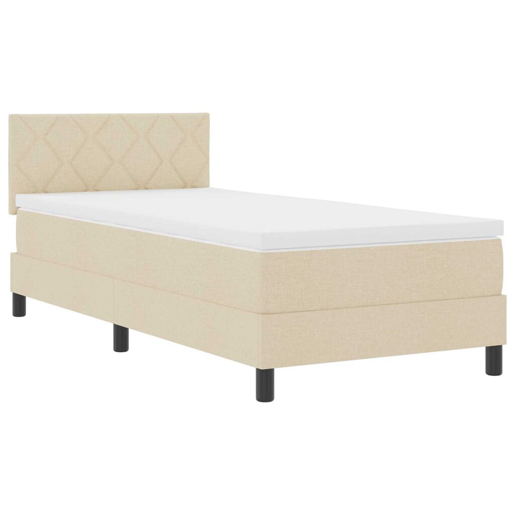 vidaXL Box Spring Bed με Στρώμα Κρέμα 90x200 εκ. Ύφασμα