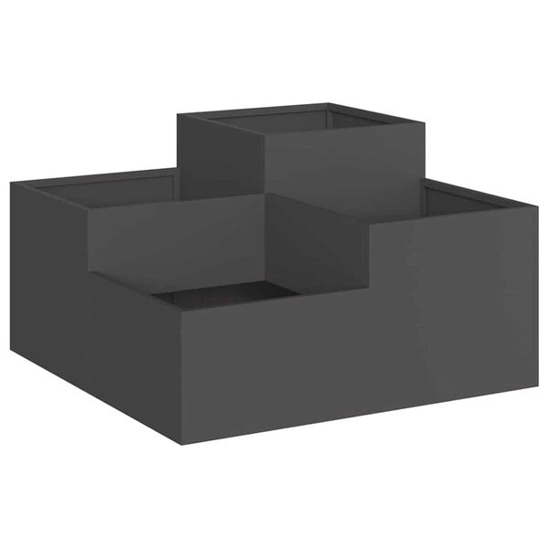 vidaXL Γλάστρα Κήπου Μαύρο 80 x 80 x 48 εκ. Ατσάλι