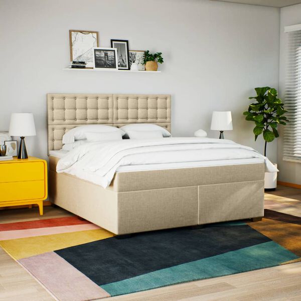 vidaXL &Kappa;&rho;&epsilon;&beta;ά&tau;&iota; Boxspring &mu;&epsilon; &Sigma;&tau;&rho;ώ&mu;&alpha; &Kappa;&rho;&epsilon;&mu; 180x200 &epsilon;&kappa;. &Upsilon;&phi;&alpha;&sigma;&mu;ά&tau;&iota;&nu;&omicron;