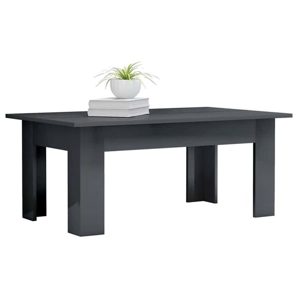 vidaXL Τραπεζάκι Σαλονιού Γυαλιστερό Γκρι 100x60x42 εκ. Μοριοσανίδα