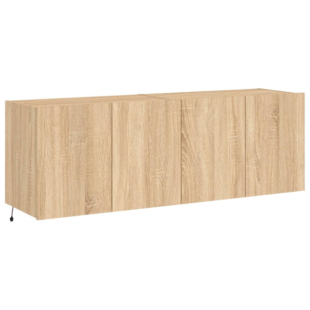 vidaXL Έπιπλα Τοίχου Τηλ. με LED 2 Τεμ. Sonoma Δρυς 60x35x41 εκ.