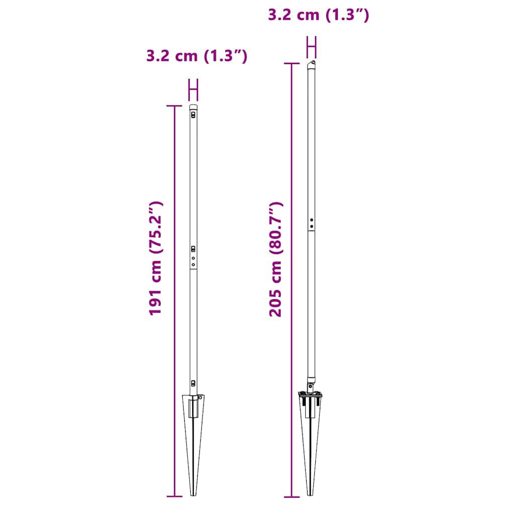 vidaXL Πό posts φράχτη 13 pcs Πράσινο Ø32mm 160 εκ