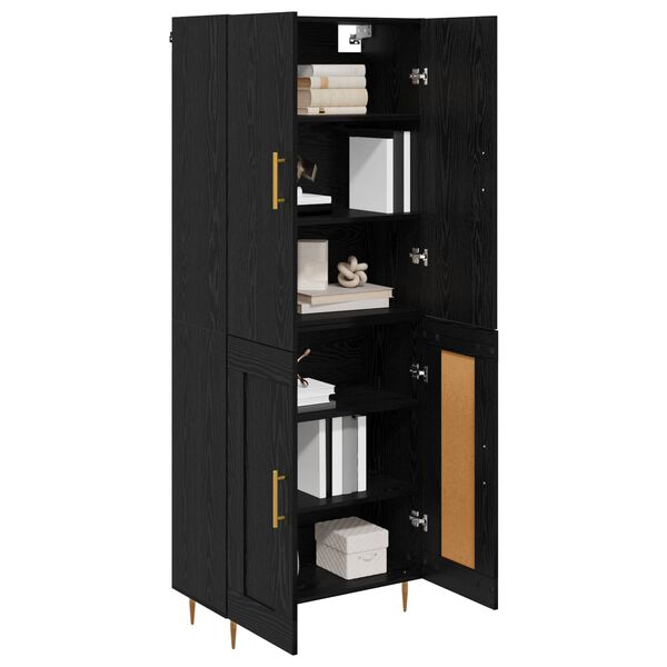 vidaXL Highboard &Mu;&alpha;ύ&rho;&eta; &Omicron;&xi;&upsilon;ά 69,5 x 34 x 180 &epsilon;&kappa;. &Epsilon;&pi;&epsilon;&xi;&epsilon;&rho;&gamma;&alpha;&sigma;&mu;έ&nu;&omicron; &xi;ύ&lambda;&omicron;