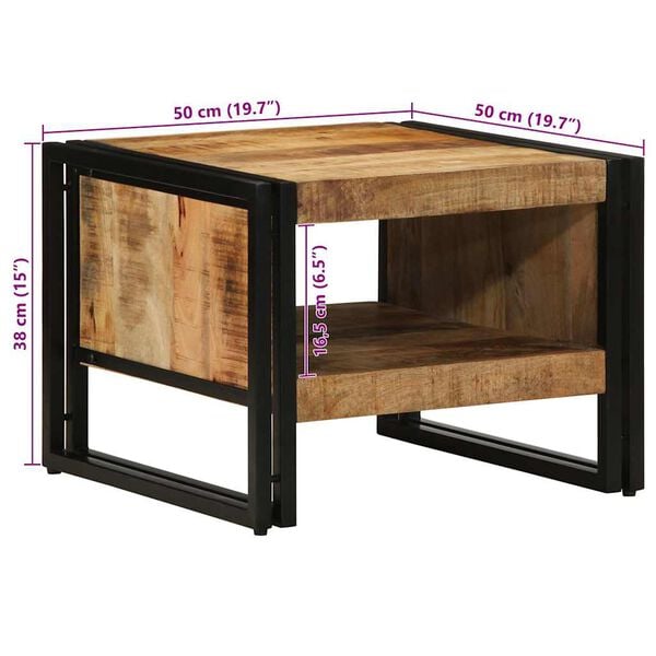 vidaXL Τραπεζάκι σαλονιού 50x50x38 cm Στερεό ακατέργαστο ξύλο Mango