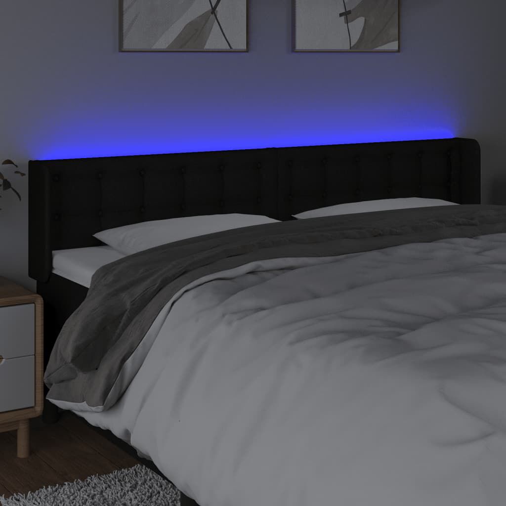 vidaXL Κεφαλάρι Κρεβατιού LED Μαύρο 183x16x78/88 εκ. Υφασμάτινο