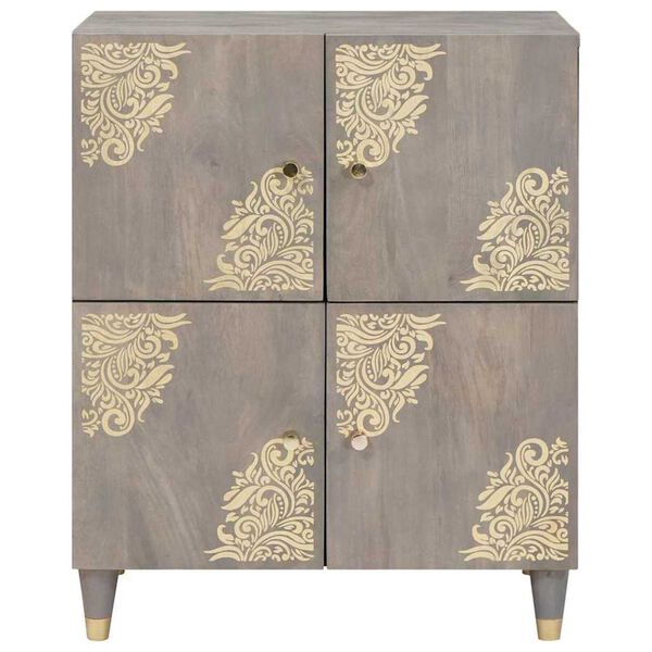 vidaXL Πλαϊνό γραφείο Γκρι και Χρυσό 60 x 33 x 75 cm Μασίφ ξύλο μάνγκο