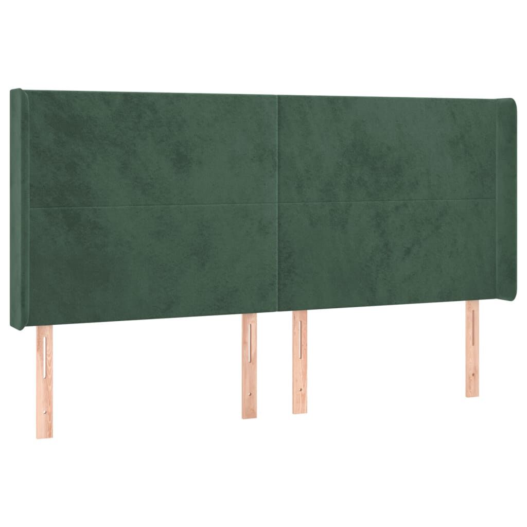 vidaXL Κρεβάτι Boxspring με Στρώμα & LED Σκ. Πράσινο 160x200εκ Βελούδο