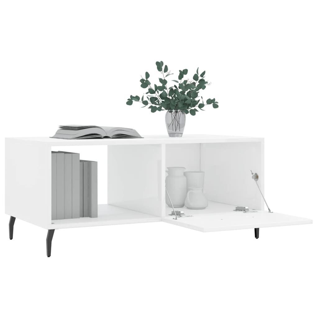 vidaXL Τραπεζάκι Σαλονιού Γυαλ. Λευκό 90x50x40 εκ. Επεξεργ. Ξύλο