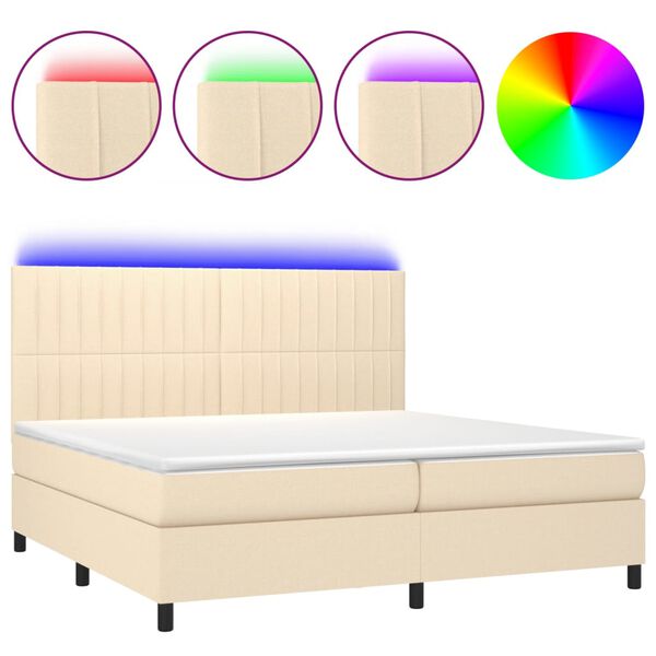 vidaXL &Kappa;&rho;&epsilon;&beta;ά&tau;&iota; Boxspring &mu;&epsilon; &Sigma;&tau;&rho;ώ&mu;&alpha; & LED &Kappa;&rho;&epsilon;&mu; 200x200 &epsilon;&kappa;. &Upsilon;&phi;&alpha;&sigma;&mu;ά&tau;&iota;&nu;&omicron;