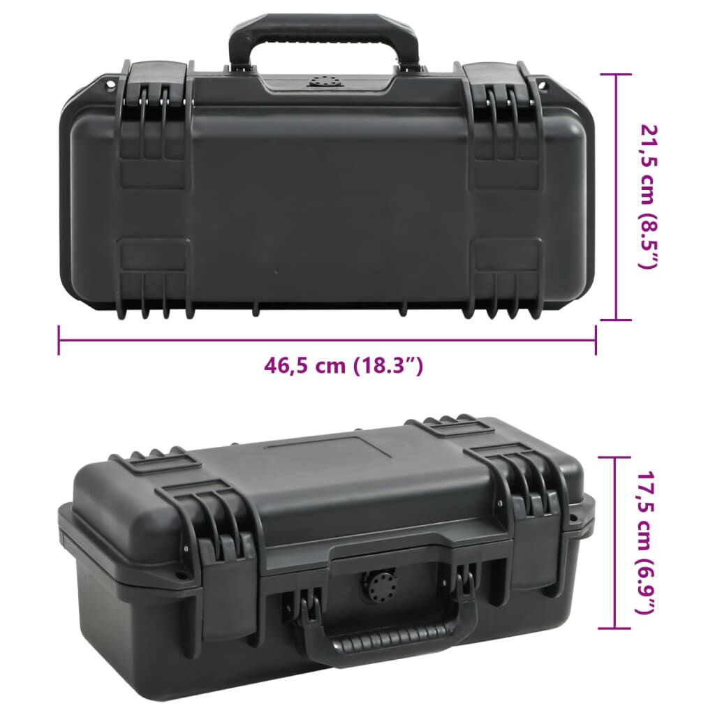 vidaXL Θήκη Πτήσης Φορητή Μαύρη 46,5x21,5x17,5 εκ. από Πολυπροπυλένιο