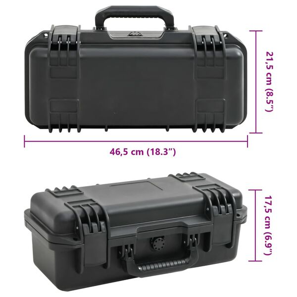 vidaXL Θήκη Πτήσης Φορητή Μαύρη 46,5x21,5x17,5 εκ. από Πολυπροπυλένιο