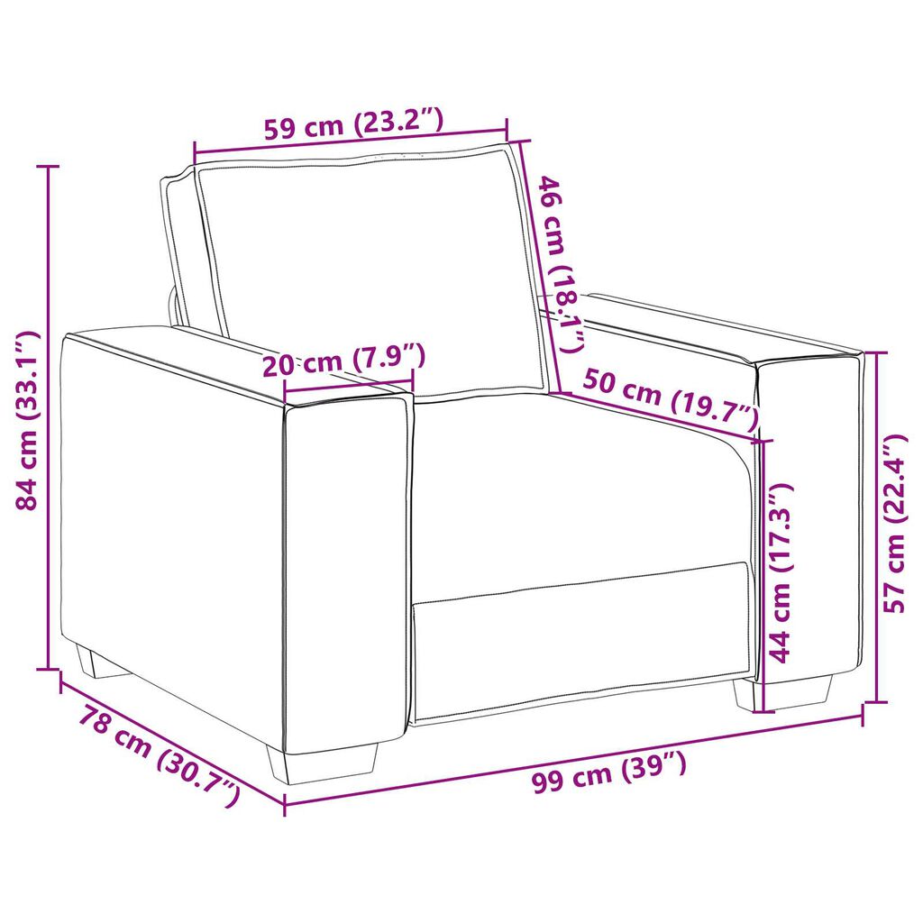 vidaXL Σετ Καναπέ με μαξιλάρι 3 pcs Καφέ 220 x 78 x 84 εκ. ύφασμα