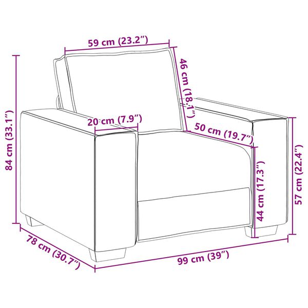 vidaXL Σετ Καναπέ με μαξιλάρι 3 pcs Καφέ 220 x 78 x 84 εκ. ύφασμα