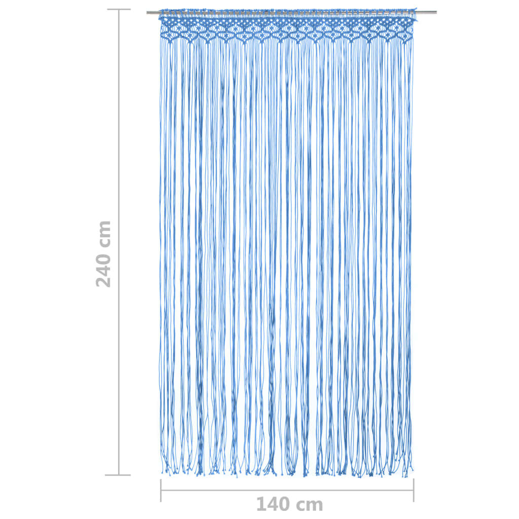 vidaXL Κουρτίνα Μακραμέ Μπλε 140 x 240 εκ. Βαμβακερή