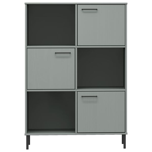 vidaXL Βιβλιοθήκη OSLO Γκρι 90x35x128,5 εκ. Μασίφ Ξύλο με Μετ. Πόδια