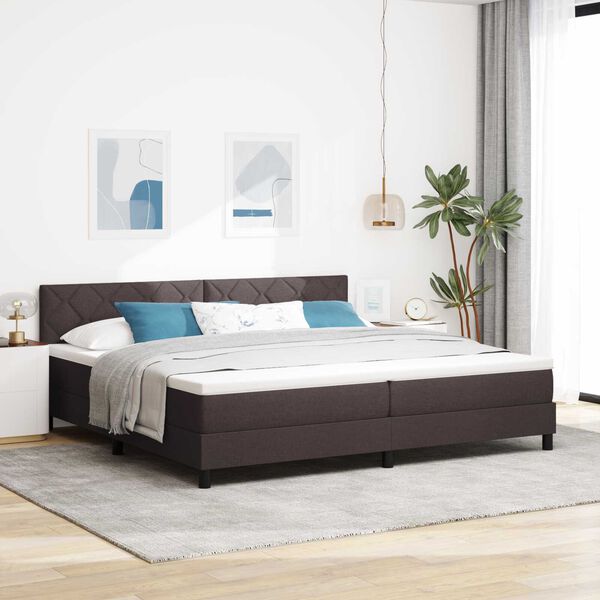 vidaXL Κρεβάτι με Στρώμα Σπαστό Σκούρο Καφέ 200x200 εκ. Ύφασμα