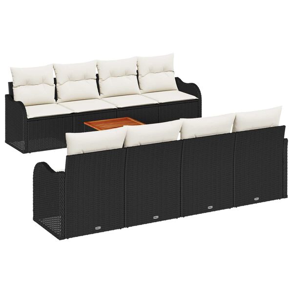 vidaXL Σετ Καναπέ Κήπου 9 pcs Μαύρο Πολυ ράταν