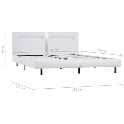 vidaXL Πλαίσιο Κρεβατιού με LED Λευκό 180x200 εκ. από Συνθετικό Δέρμα