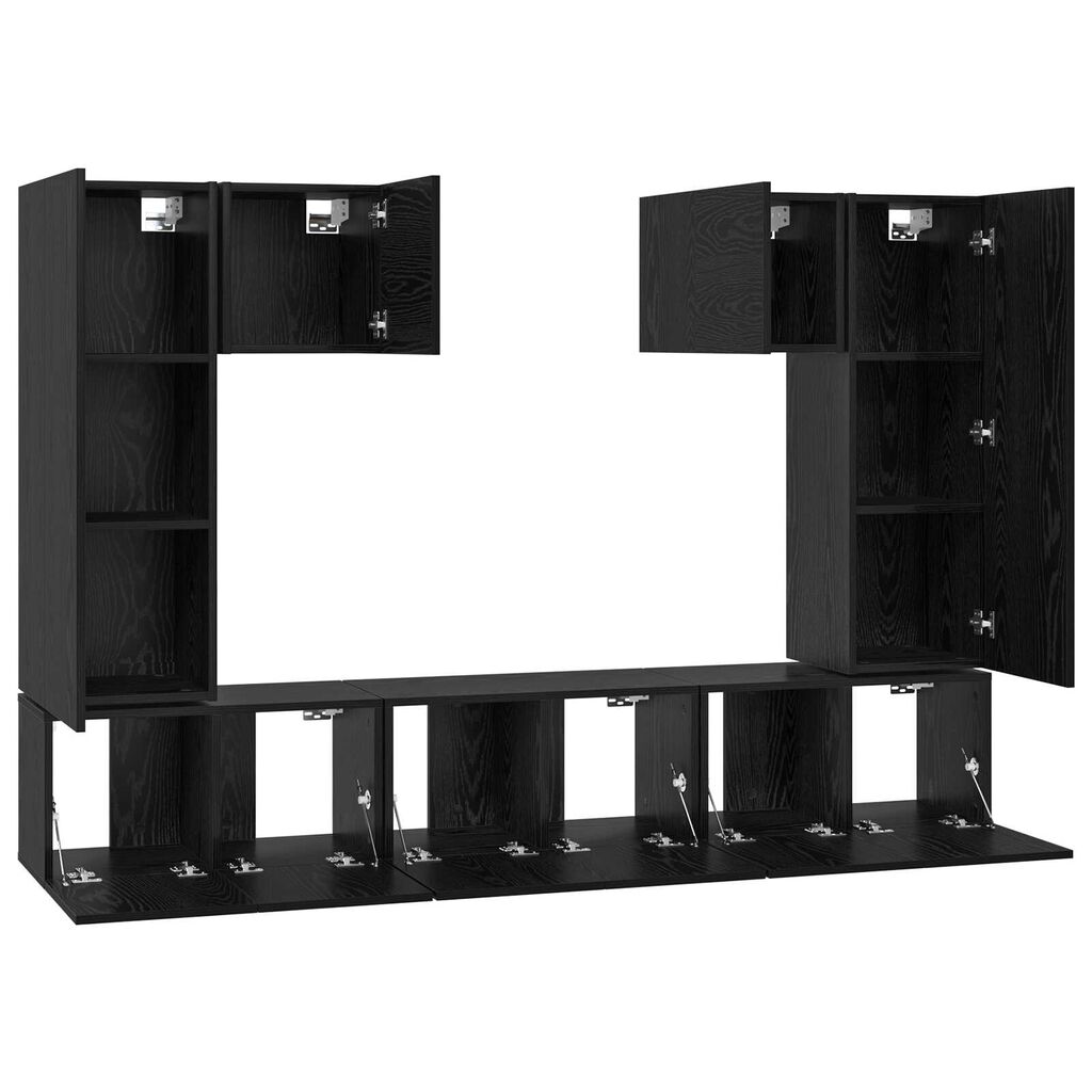 vidaXL Σετ επίπλου τηλεόρασης 7 pcs Μαύρη Δρυς 180 x 30 x 120 εκ.