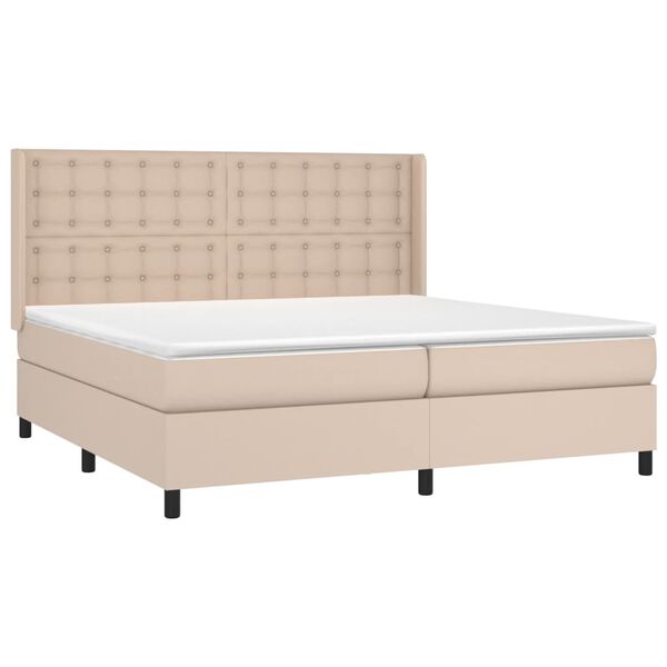 vidaXL Κρεβάτι Boxspring με Στρώμα Καπουτσίνο 200x200εκ.από Συνθ.Δέρμα