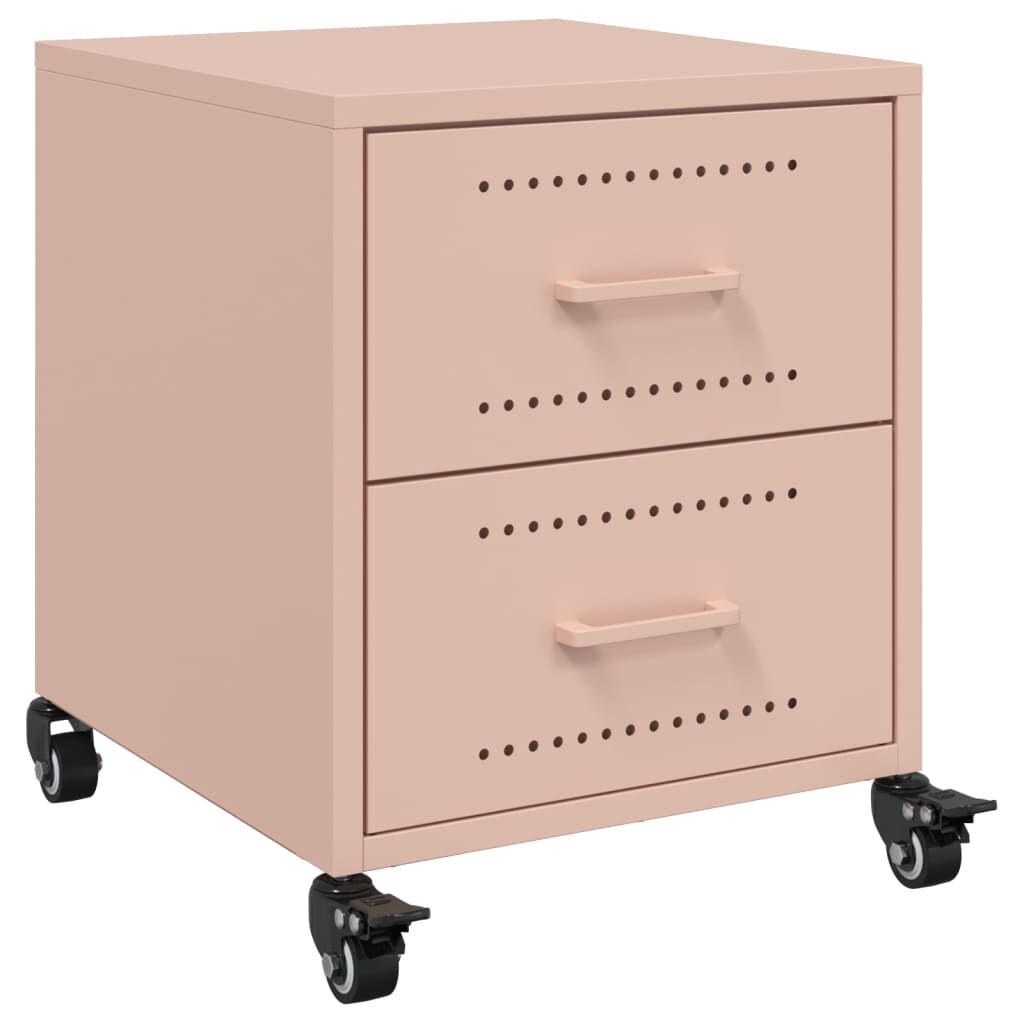 vidaXL Κομοδίνο Ροζ 36x39x43,5 εκ. από Χάλυβα